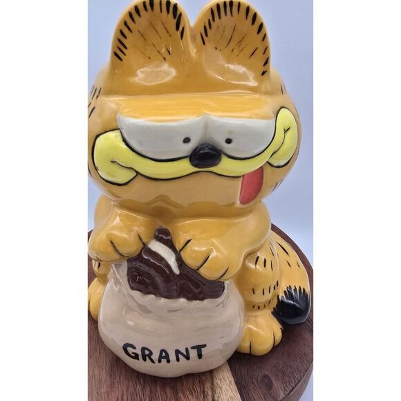 VTG Garfield Hand Painted Ceramic Cookie Jar / Planter ( Personalized Grant ) - Picture 2 of 12